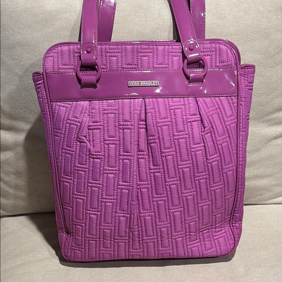 Vera Bradley Handbags - Vera Bradley Women’s Tote Bag – Purple Nylon with Patent Leather Trim